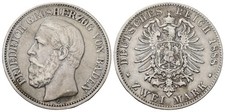 Deutschland - Baden 2 Mark 1888 G - Friedrich I. - SS - J. 26 - Silber - KM# 265