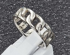 massiv Sterling Silber 925 Panzer Ketten Biker Ring Kettenmuster ca. 6 mm breit