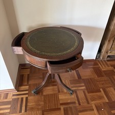 Vintage Drum Table Leder Tisch