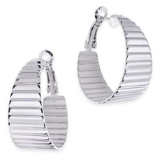 1 Paar Creolen geriffelt gold silber schwarz roségold leicht breit Ohrringe rund