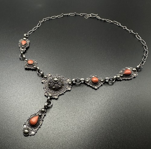 Koralle silber collier kette