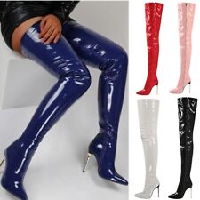 Damen Over Knee Stiefel Schenkelhoch Spitz Stilettoabsatz Reißverschluss Schuhe