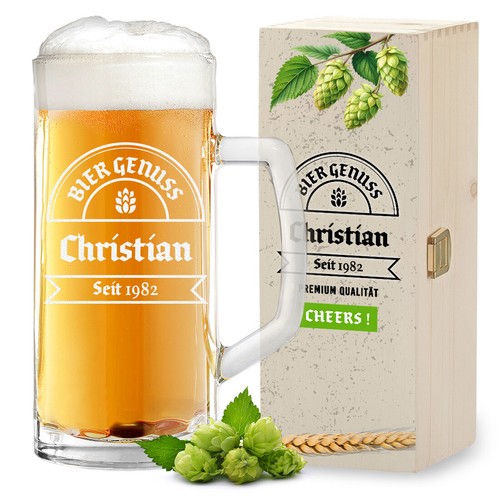 Bierkrug und holzkiste - bierkrug,