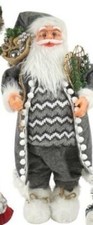 XL Nikolaus Santa Claus Weihnachtsmann Weihnachtsdeko Grau MANTEL Geschenk 70cm 