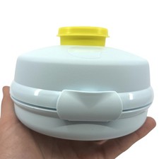 Tupperware Semmelrunde Hamburger Lunchbox mit Dressingbehälter hellblau / gelb 