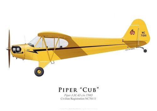 Print piper cub - print, j-3