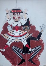 Charlotte Zurek 1910-1971 Hampelmann Harlekin Hampelfrau Zeichnung #1