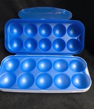 Tupperware Columbus Kolumbus Eierbehälter 10 Eier Lunchbox Blau/ Klar - XXL Box