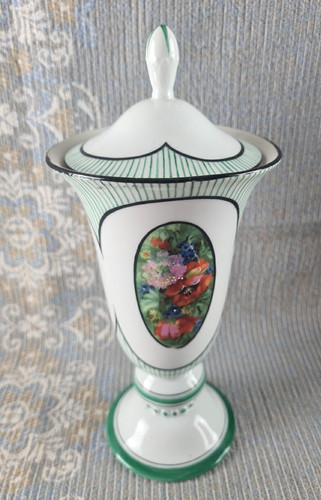 Art deco porzellan deckelvase - art,