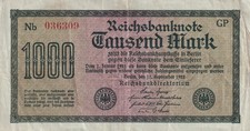 German Reich 2x Banknotes 1000