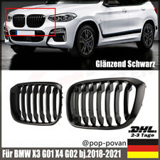 für BMW X3 G01 X4 G02 Nieren Grill Kühlergrill GLANZ SCHWARZ Einzelsteg
