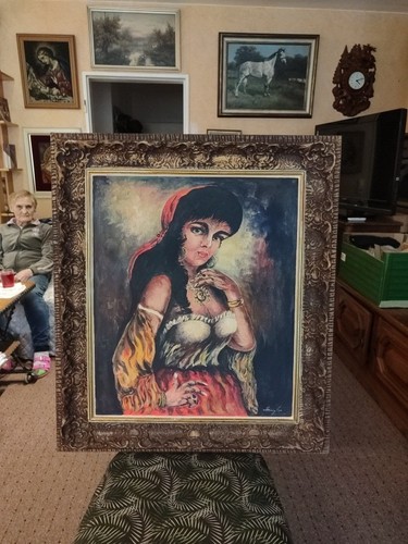 Gemälde auf holz zigeunerin - gemälde,