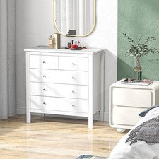 HOMCOM Kommode Beistellschrank mit 5 Schubladen Sideboard mit Anti-Kipp-Schutz