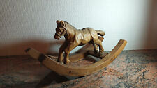 Schaukelpferd Pferd handgeschnitzt 24 cm Holz Handmade Oberammergau Statue Figur