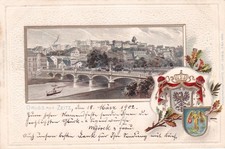 Gruß aus Zeitz - Passepartout Karte - Wappen - Lithokarte - Blick auf die Stadt
