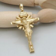 Kreuz Anhänger Kettenanhänger mit Korpus Inri in 585/14K Gelbgold massiv