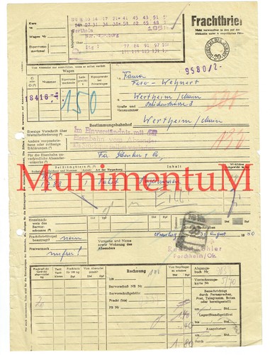 Frachtbrief 1950