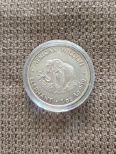 5000 Kwacha 1999 Zambia 1 OZ 999 African Wildlife Elephant