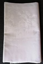 Weiße hochwertige Tischdecke  mit Rosen, Margeriten 160 x 126 cm