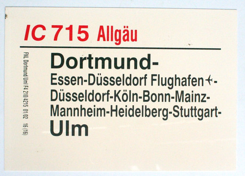 Zuglaufschild 715 allgäu - ic,