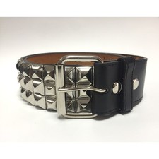 Nietengürtel - Gürtel mit silbernen Pyramidennieten - 3-Reihig - D103-1 - vegan