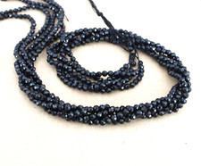 3 mm Facettierter schwarz Turmalin Edelstein Strang 39 cm I Natur I ( Tum-74)