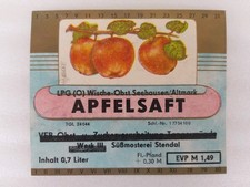 alt DDR Etikett Apfelsaft LPG
