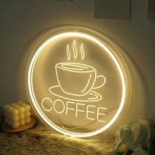 Coffee LED Neon Schild dimmbar USB Licht Deko Küche Café Barista Wandlampe
