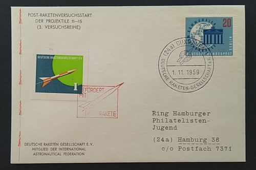 Raketenpost brief beleg mit - brief,