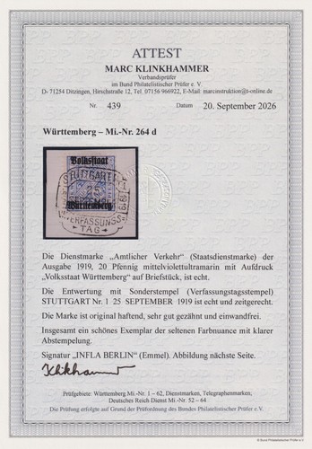 Württtemberg 264 d - mi.nr.264,