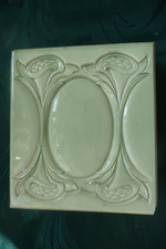 Vintage, antike Ofenkachel, Jugendstil, Meissen, Grün, Original, Vintage, Antik