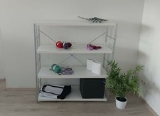 Regal Metall verchromt mit creme weißen Holzböden 120x106 cm (Höhe x Breite) 