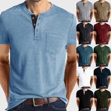 Henley T-Shirt Herren Kurzarm