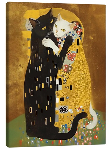 Leinwandbild kitty klimt kiss - leinwandbild,