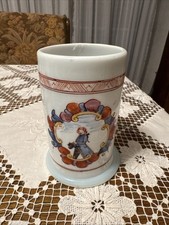 Biedermeier  Bierkrug aus Milchglas bemalt!Mundgeblasen mit Abriss am Boden!