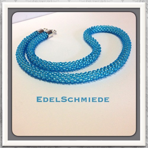 Häkelkette blau matt mit - blau,
