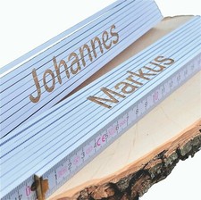 Zollstock personalisiert mit Namen Meterstab Gravur BEIDSEITIG Geschenk weiß