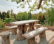 🔶 Sitzgruppe Stein Holz