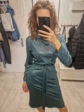 Lederlook KLEID Etuikleid Kleid L 42 Strech gebraucht Grün