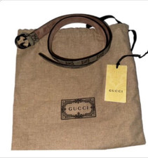 Gucci Kinder Gürtel - 10-12Y 70cm - GG Canvas Lederbesatz Double G + Staubbeutel + Etikett