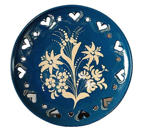 Wandteller blau weiß blumen - blau,