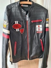 Orwell Estheticar Lederjacke Bikerjacke Patches Schwarz Beige Rot Gr. M Herren