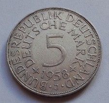 BRD 5 DM Deutsche Mark 1958 J