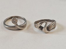 VINTAGE Modernist Silber Ringe – 2er Set Sterling 925, Handarbeit, ca. 1960–1980