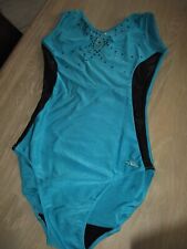 DOMYOS Turnanzug Gymnastikanzug Wettkampf Gr.158/164 türkis Glitzer