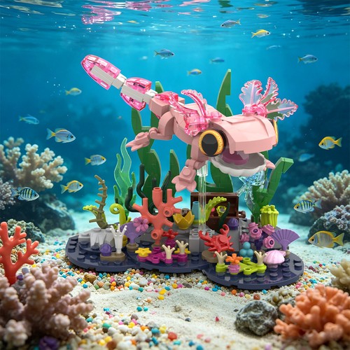 Rosa axolotl klemmbausteine - rosa,