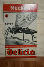 Original Altes Pappschild,Delicia Mücken Präparad,Reklame,Werbung,Deko,Vintage