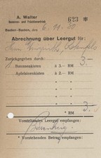 Abrechnung Baden-Baden Walter Leergut Winzrieth Rotenfels 1930