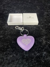 Schlüsselanhänger Herz Motiv Swarovski Original Lila Leder 