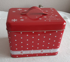 alte Tchibo Blechdose rot Weiß mit Deckel eckig LEER Weihnachten Sammler